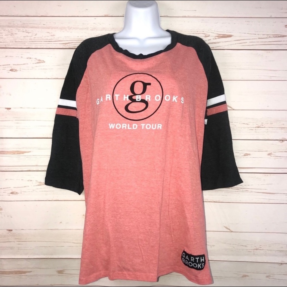 Garth Brooks World Tour Raglan Tee Coral Black 2X